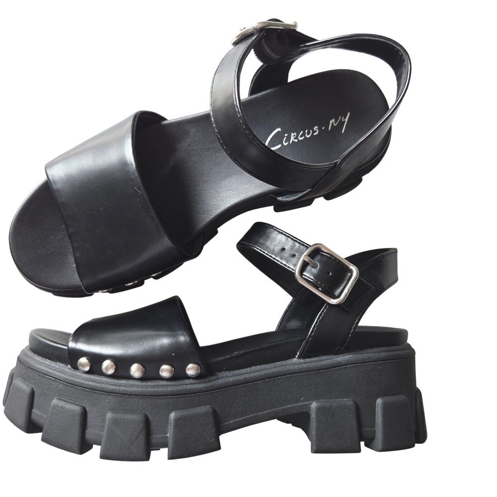 Circus by Sam Edelman, black, chunky, lug sole, platform, sandals, studded, 6.5